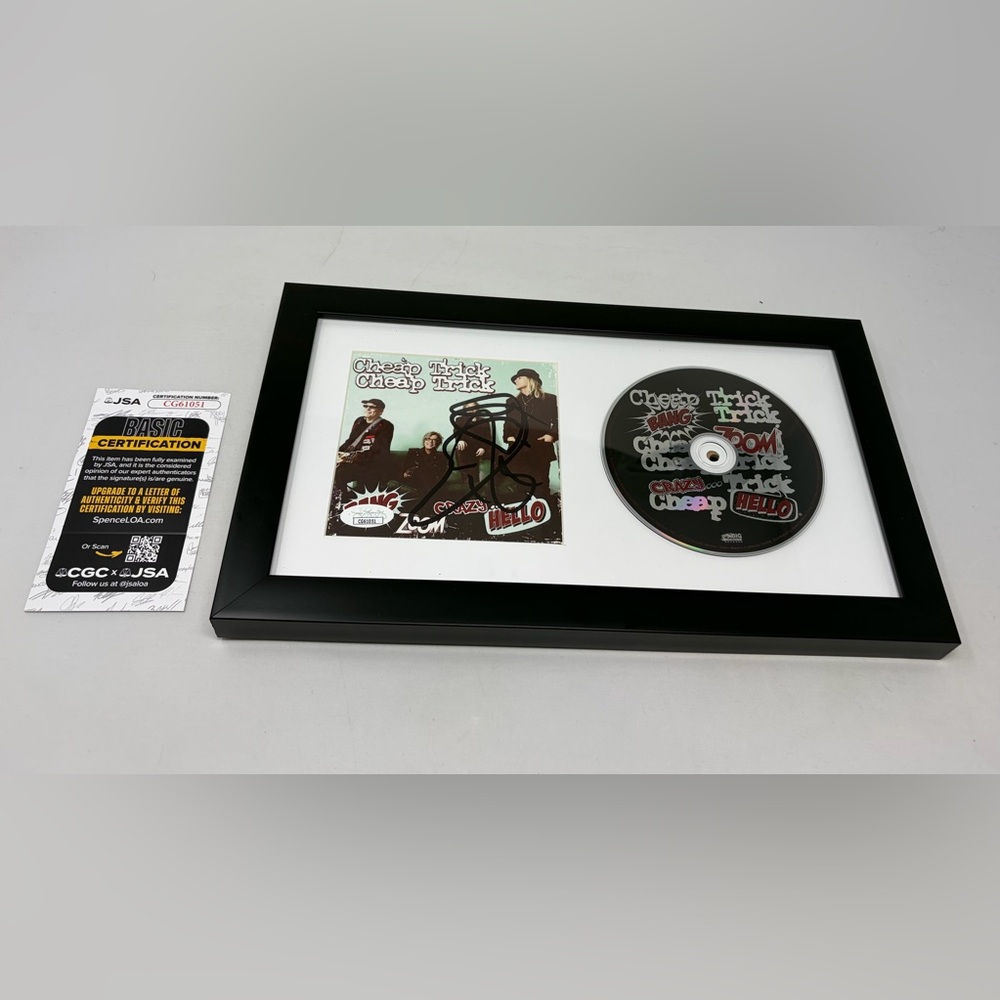 Cheap Trick signed Bang, Zoom, Crazy… Hello CD Cover Framed JSA COA